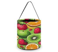 QWNMD Halloween Goodies Bags Various Fruits Printed Reusable Halloween Candy Bags with Handles Halloween Tote Gift Bags Halloween Trick Or Treat Bucket, Various Fruits, One Size