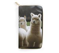QWNMD Leather Wallets for Women Alpaca Family Printed Wallet Purse Card Holder with Zipper Leather Clutch Wallet, Alpaca Family, 7.8 x 4.1 x 1.4 inches, Modern
