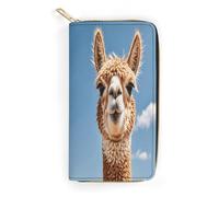 QWNMD Leather Wallets for Women Alpaca Llama Printed Wallet Purse Card Holder with Zipper Leather Clutch Wallet, Alpaca Llama, 7.8 x 4.1 x 1.4 inches, Modern