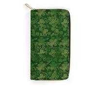 QWNMD Leather Wallets for Women Background St Patrick's Day Glitter Printed Wallet Purse Card Holder with Zipper Leather Clutch Wallet, Background St Patrick's Day Glitter, 7.8 x 4.1 x 1.4 inches,
