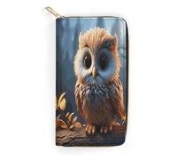 QWNMD Leather Wallets for Women Cute Owl Printed Wallet Purse Card Holder with Zipper Leather Clutch Wallet, Cute Owl, 7.8 x 4.1 x 1.4 inches, Modern