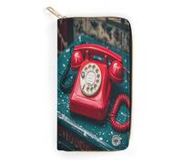 QWNMD Leather Wallets for Women England UK Retro London Telephone Printed Wallet Purse Card Holder with Zipper Leather Clutch Wallet, England UK Retro London Telephone, 7.8 x 4.1 x 1.4 inches, Modern