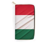 QWNMD Leather Wallets for Women Italy Flag Printed Wallet Purse Card Holder with Zipper Leather Clutch Wallet, Italy Flag, 7.8 x 4.1 x 1.4 inches, Modern