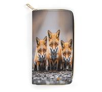 QWNMD Leather Wallets for Women Many Foxes Printed Wallet Purse Card Holder with Zipper Leather Clutch Wallet, Many Foxes, 7.8 x 4.1 x 1.4 inches, Modern