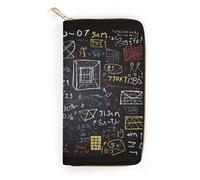 QWNMD Leather Wallets for Women Mathematics And Physics Printed Wallet Purse Card Holder with Zipper Leather Clutch Wallet, Mathematics And Physics, 7.8 x 4.1 x 1.4 inches, Modern