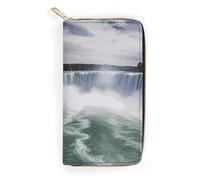 QWNMD Leather Wallets for Women Niagara Falls Printed Wallet Purse Card Holder with Zipper Leather Clutch Wallet, Niagara Falls, 7.8 x 4.1 x 1.4 inches, Modern