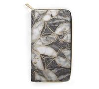QWNMD Leather Wallets for Women Oriental Marble Stone Printed Wallet Purse Card Holder with Zipper Leather Clutch Wallet, Oriental Marble Stone, 7.8 x 4.1 x 1.4 inches, Modern