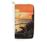 QWNMD Leather Wallets for Women Original Poster for Endless Summer Printed Wallet Purse Card Holder with Zipper Leather Clutch Wallet, Original Poster for Endless Summer, 7.8 x 4.1 x 1.4 inches,