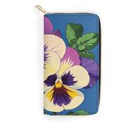 QWNMD Leather Wallets for Women Pansy Perfection Print Printed Wallet Purse Card Holder with Zipper Leather Clutch Wallet, Pansy Perfection Print, 7.8 x 4.1 x 1.4 inches, Modern