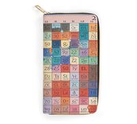 QWNMD Leather Wallets for Women Periodic Table of Elements Printed Wallet Purse Card Holder with Zipper Leather Clutch Wallet, Periodic Table of Elements, 7.8 x 4.1 x 1.4 inches, Modern