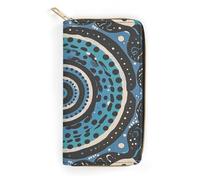 QWNMD Leather Wallets for Women Swirls And Dots Printed Wallet Purse Card Holder with Zipper Leather Clutch Wallet, Swirls And Dots, 7.8 x 4.1 x 1.4 inches, Modern