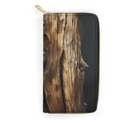 QWNMD Leather Wallets for Women Tree Trunk Printed Wallet Purse Card Holder with Zipper Leather Clutch Wallet, Tree Trunk, 7.8 x 4.1 x 1.4 inches, Modern