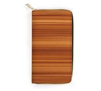 QWNMD Leather Wallets for Women Wood Grain Printed Wallet Purse Card Holder with Zipper Leather Clutch Wallet, Wood Grain, 7.8 x 4.1 x 1.4 inches, Modern
