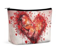 QWNMD Makeup Pouch Cosmetic Bag Lipstick Pouch Zipper Pouch Abstract Heart Printed Organizer Portable Toiletry Bag Accessories, Abstract Heart, 6.8 X 5.9 X 2.3 inch, Fashionable