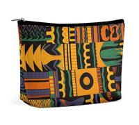 QWNMD Makeup Pouch Cosmetic Bag Lipstick Pouch Zipper Pouch African Ethnic Pattern Printed Organizer Portable Toiletry Bag Accessories, African Ethnic Pattern, 6.8 X 5.9 X 2.3 inch, Fashionable