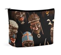 QWNMD Makeup Pouch Cosmetic Bag Lipstick Pouch Zipper Pouch African Ritual Ethnic Tribal Printed Organizer Portable Toiletry Bag Accessories, African Ritual Ethnic Tribal, 6.8 X 5.9 X 2.3 inch,