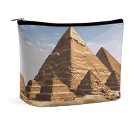 QWNMD Makeup Pouch Cosmetic Bag Lipstick Pouch Zipper Pouch Ancient Egypt Pyramid Printed Organizer Portable Toiletry Bag Accessories, Ancient Egypt Pyramid, 6.8 X 5.9 X 2.3 inch, Fashionable
