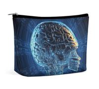 QWNMD Makeup Pouch Cosmetic Bag Lipstick Pouch Zipper Pouch Artificial Intelligence Brain Printed Organizer Portable Toiletry Bag Accessories, Artificial Intelligence Brain, 6.8 X 5.9 X 2.3 inch,