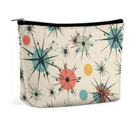 QWNMD Makeup Pouch Cosmetic Bag Lipstick Pouch Zipper Pouch Atomic Stars Retro Pattern Printed Organizer Portable Toiletry Bag Accessories, Atomic Stars Retro Pattern, 6.8 X 5.9 X 2.3 inch,