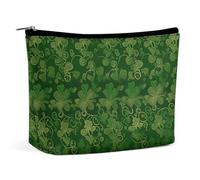 QWNMD Makeup Pouch Cosmetic Bag Lipstick Pouch Zipper Pouch Background St Patrick's Day Glitter Printed Organizer Portable Toiletry Bag Accessories, Background St Patrick's Day Glitter, 6.8 X 5.9 X