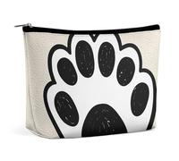 QWNMD Makeup Pouch Cosmetic Bag Lipstick Pouch Zipper Pouch Black And White Dog Animal Paw Printed Organizer Portable Toiletry Bag Accessories, Black And White Dog Animal Paw, 6.8 X 5.9 X 2.3 inch,