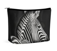 QWNMD Makeup Pouch Cosmetic Bag Lipstick Pouch Zipper Pouch Black White Zebra Printed Organizer Portable Toiletry Bag Accessories, Black White Zebra, 6.8 X 5.9 X 2.3 inch, Fashionable