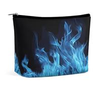 QWNMD Makeup Pouch Cosmetic Bag Lipstick Pouch Zipper Pouch Blue Flame Printed Organizer Portable Toiletry Bag Accessories, Blue Flame, 6.8 X 5.9 X 2.3 inch, Fashionable