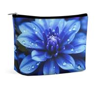 QWNMD Makeup Pouch Cosmetic Bag Lipstick Pouch Zipper Pouch Blue Flower Printed Organizer Portable Toiletry Bag Accessories, Blue Flower, 6.8 X 5.9 X 2.3 inch, Fashionable