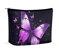 QWNMD Makeup Pouch Cosmetic Bag Lipstick Pouch Zipper Pouch Butterfly Purple Printed Organizer Portable Toiletry Bag Accessories, Butterfly Purple, 6.8 X 5.9 X 2.3 inch, Fashionable