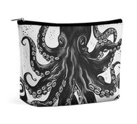 QWNMD Makeup Pouch Cosmetic Bag Lipstick Pouch Zipper Pouch Classic Black Octopus Printed Organizer Portable Toiletry Bag Accessories, Classic Black Octopus, 6.8 X 5.9 X 2.3 inch, Fashionable