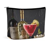 QWNMD Makeup Pouch Cosmetic Bag Lipstick Pouch Zipper Pouch Cocktail Glasses And Wine Bottles Printed Organizer Portable Toiletry Bag Accessories, Cocktail Glasses And Wine Bottles, 6.8 X 5.9 X 2.3
