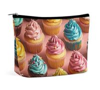 QWNMD Makeup Pouch Cosmetic Bag Lipstick Pouch Zipper Pouch Colorful Cupcakes Printed Organizer Portable Toiletry Bag Accessories, Colorful Cupcakes, 6.8 X 5.9 X 2.3 inch, Fashionable