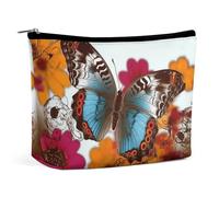 QWNMD Makeup Pouch Cosmetic Bag Lipstick Pouch Zipper Pouch Colorful Flower Butterfly Printed Organizer Portable Toiletry Bag Accessories, Colorful Flower Butterfly, 6.8 X 5.9 X 2.3 inch, Fashionable