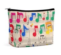 QWNMD Makeup Pouch Cosmetic Bag Lipstick Pouch Zipper Pouch Colorful Musical Notes Printed Organizer Portable Toiletry Bag Accessories, Colorful Musical Notes, 6.8 X 5.9 X 2.3 inch, Fashionable