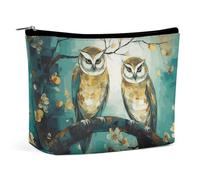 QWNMD Makeup Pouch Cosmetic Bag Lipstick Pouch Zipper Pouch Couple Owl Perch Tree Printed Organizer Portable Toiletry Bag Accessories, Couple Owl Perch Tree, 6.8 X 5.9 X 2.3 inch, Fashionable