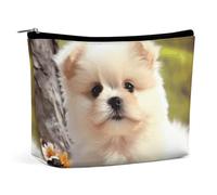 QWNMD Makeup Pouch Cosmetic Bag Lipstick Pouch Zipper Pouch Cute Dog Printed Organizer Portable Toiletry Bag Accessories, Cute Dog, 6.8 X 5.9 X 2.3 inch, Fashionable