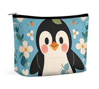 QWNMD Makeup Pouch Cosmetic Bag Lipstick Pouch Zipper Pouch Cute Penguin Print Printed Organizer Portable Toiletry Bag Accessories, Cute Penguin Print, 6.8 X 5.9 X 2.3 inch, Fashionable