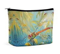 QWNMD Makeup Pouch Cosmetic Bag Lipstick Pouch Zipper Pouch Dragonfly Painting Printed Organizer Portable Toiletry Bag Accessories, Dragonfly Painting, 6.8 X 5.9 X 2.3 inch, Fashionable