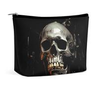 QWNMD Makeup Pouch Cosmetic Bag Lipstick Pouch Zipper Pouch Eerie Scary Skull Printed Organizer Portable Toiletry Bag Accessories, Eerie Scary Skull, 6.8 X 5.9 X 2.3 inch, Fashionable