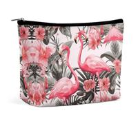 QWNMD Makeup Pouch Cosmetic Bag Lipstick Pouch Zipper Pouch Flamingo Floral Printed Printed Organizer Portable Toiletry Bag Accessories, Flamingo Floral Printed, 6.8 X 5.9 X 2.3 inch, Fashionable