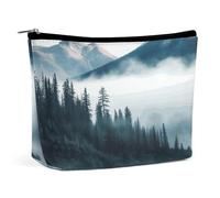 QWNMD Makeup Pouch Cosmetic Bag Lipstick Pouch Zipper Pouch Foggy Mountains Landscape Printed Organizer Portable Toiletry Bag Accessories, Foggy Mountains Landscape, 6.8 X 5.9 X 2.3 inch, Fashionable
