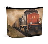 QWNMD Makeup Pouch Cosmetic Bag Lipstick Pouch Zipper Pouch Freight Train Printed Organizer Portable Toiletry Bag Accessories, Freight Train, 6.8 X 5.9 X 2.3 inch, Fashionable