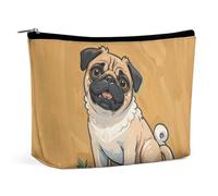 QWNMD Makeup Pouch Cosmetic Bag Lipstick Pouch Zipper Pouch Funny Cartoon Pug Puppy Dogs Printed Organizer Portable Toiletry Bag Accessories, Funny Cartoon Pug Puppy Dogs, 6.8 X 5.9 X 2.3 inch,