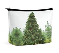 QWNMD Makeup Pouch Cosmetic Bag Lipstick Pouch Zipper Pouch Garlad Pine Tree Printed Organizer Portable Toiletry Bag Accessories, Garlad Pine Tree, 6.8 X 5.9 X 2.3 inch, Fashionable