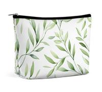 QWNMD Makeup Pouch Cosmetic Bag Lipstick Pouch Zipper Pouch Green Leaves Printed Organizer Portable Toiletry Bag Accessories, Green Leaves, 6.8 X 5.9 X 2.3 inch, Fashionable