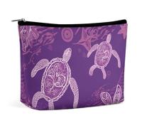 QWNMD Makeup Pouch Cosmetic Bag Lipstick Pouch Zipper Pouch Hawaii with Purple Sea Turtle Printed Organizer Portable Toiletry Bag Accessories, Hawaii with Purple Sea Turtle, 6.8 X 5.9 X 2.3 inch,