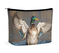 QWNMD Makeup Pouch Cosmetic Bag Lipstick Pouch Zipper Pouch Hunting Flying Wild Ducks Printed Organizer Portable Toiletry Bag Accessories, Hunting Flying Wild Ducks, 6.8 X 5.9 X 2.3 inch, Fashionable