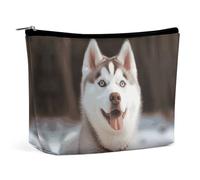 QWNMD Makeup Pouch Cosmetic Bag Lipstick Pouch Zipper Pouch Husky Piquant Dog Printed Organizer Portable Toiletry Bag Accessories, Husky Piquant Dog, 6.8 X 5.9 X 2.3 inch, Fashionable