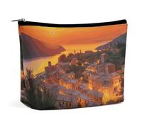 QWNMD Makeup Pouch Cosmetic Bag Lipstick Pouch Zipper Pouch Italian Sunset Printed Organizer Portable Toiletry Bag Accessories, Italian Sunset, 6.8 X 5.9 X 2.3 inch, Fashionable