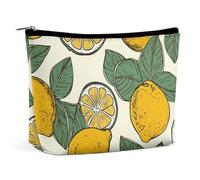 QWNMD Makeup Pouch Cosmetic Bag Lipstick Pouch Zipper Pouch Lemon Fruit Pattern Printed Organizer Portable Toiletry Bag Accessories, Lemon Fruit Pattern, 6.8 X 5.9 X 2.3 inch, Fashionable